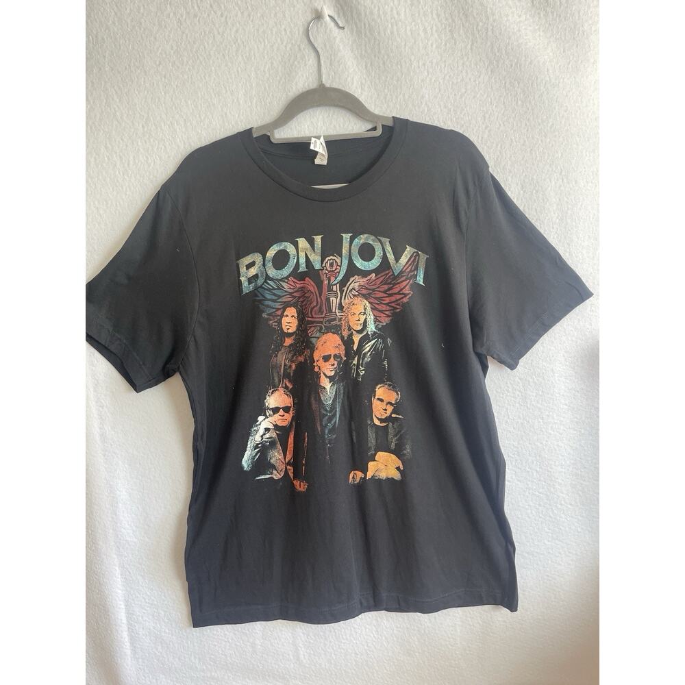 Bon Jovi Concert Men’s Tour T-Shirt Band Concert Shirt Comfy Black Tee , XL